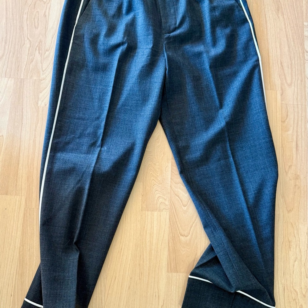 J. Crew Charcoal Ankle Pants with White Trim